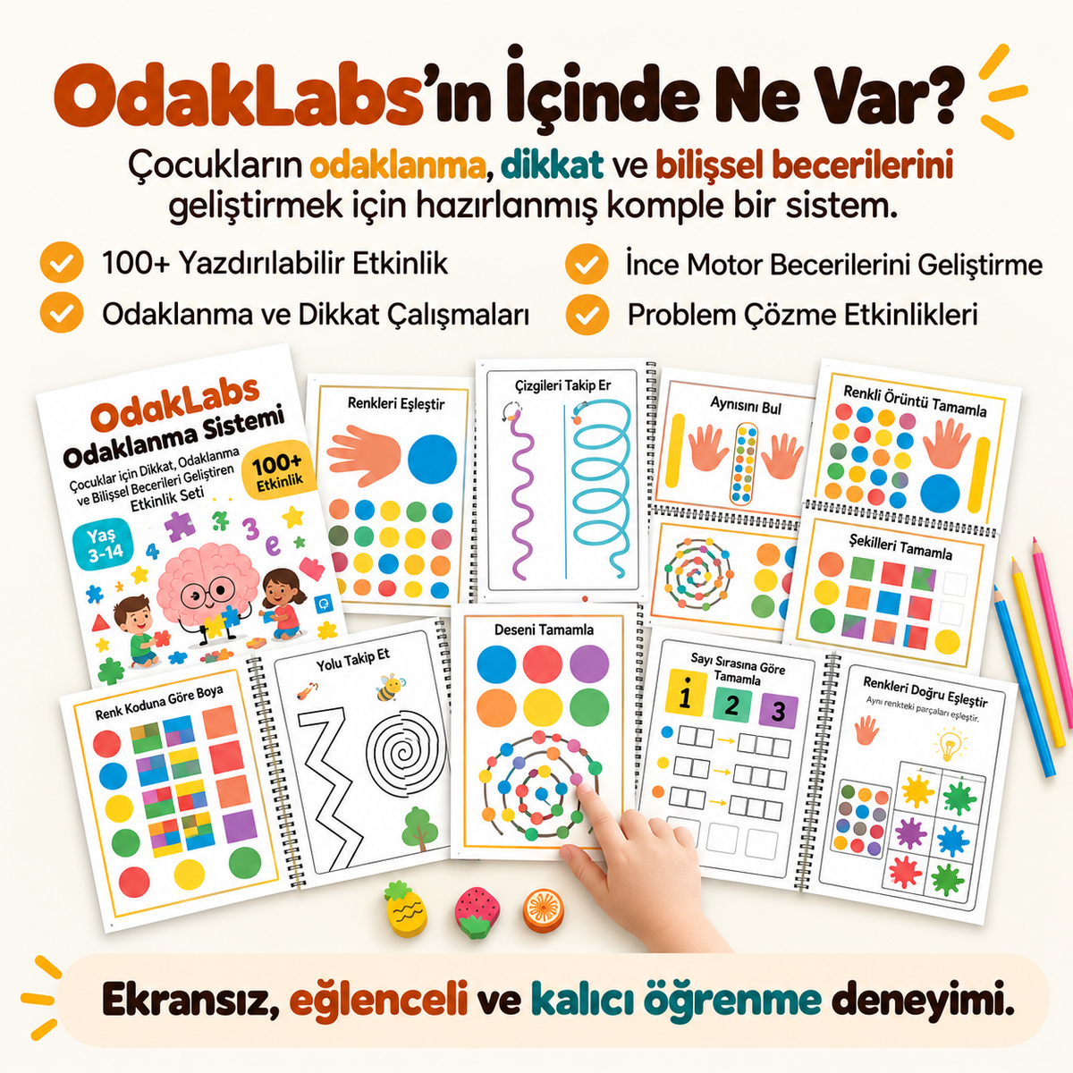 OdakLabs™ 100+ Aktivite: Dikkat, Odaklanma ve Öğrenmeyi Destekler
