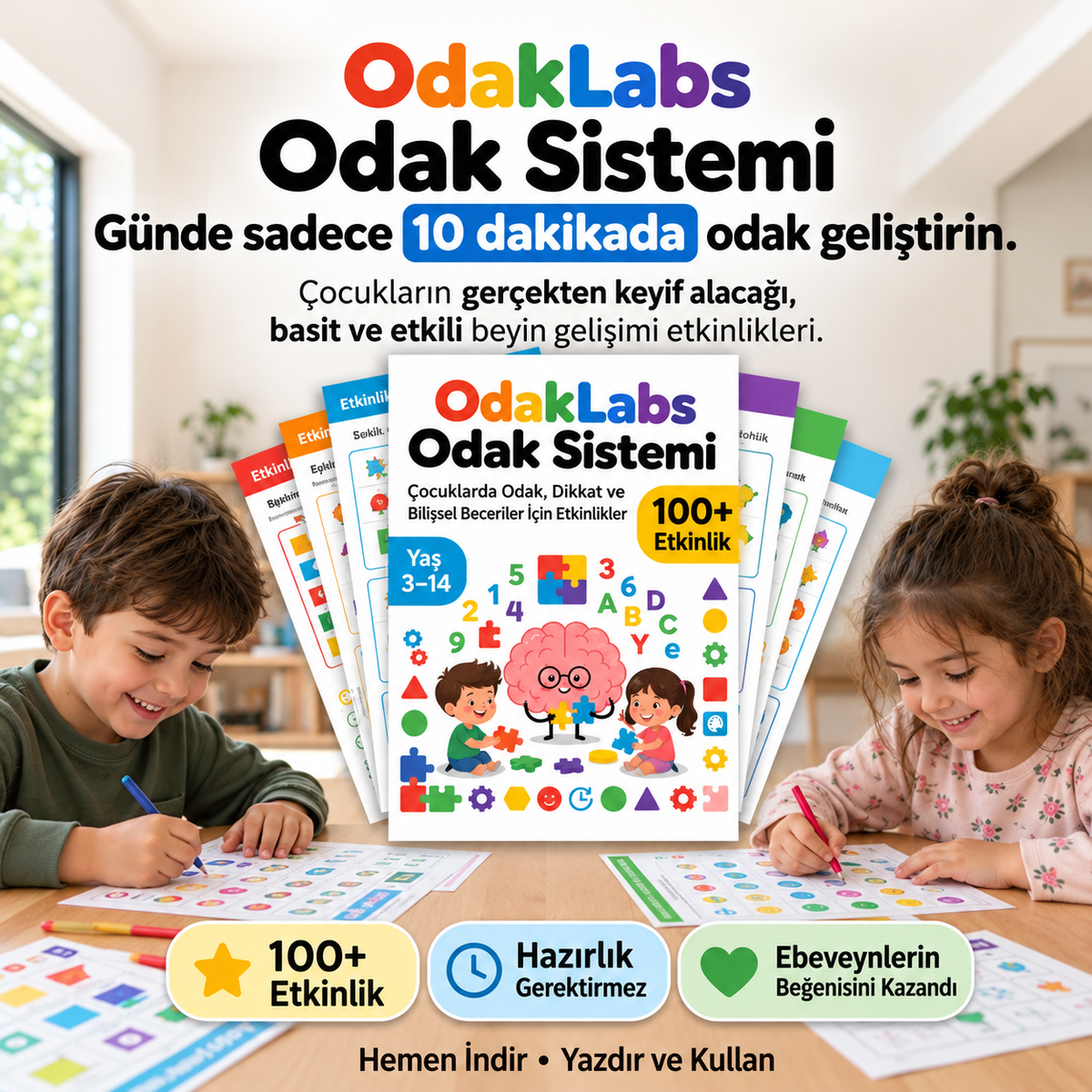 OdakLabs™ 100+ Aktivite: Dikkat, Odaklanma ve Öğrenmeyi Destekler